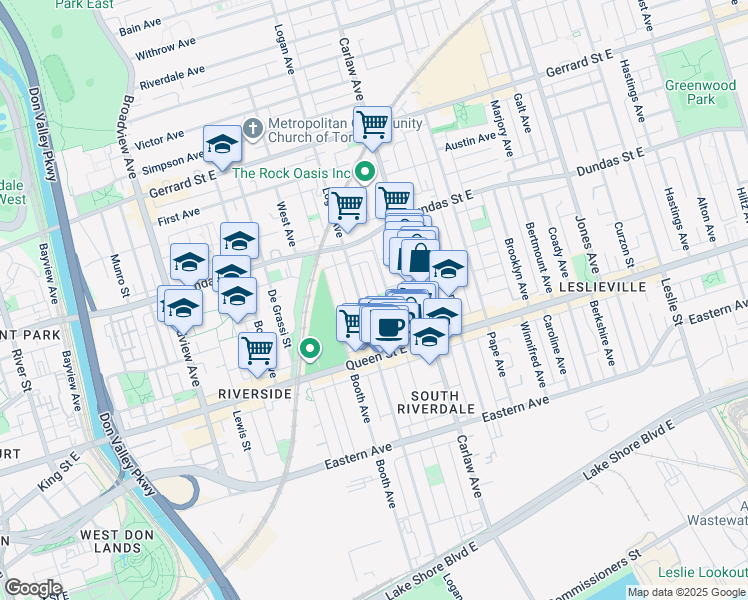 map of restaurants, bars, coffee shops, grocery stores, and more near 16 Natalie Place in Toronto