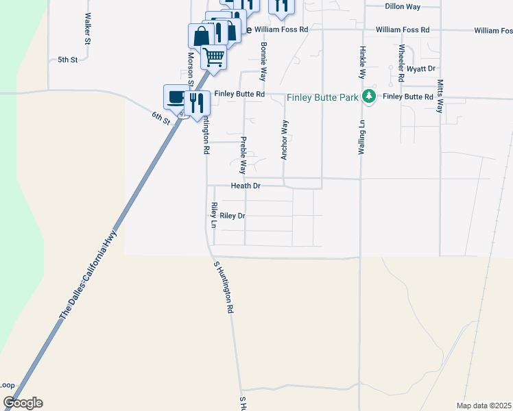 map of restaurants, bars, coffee shops, grocery stores, and more near 16456 Riley Drive in La Pine