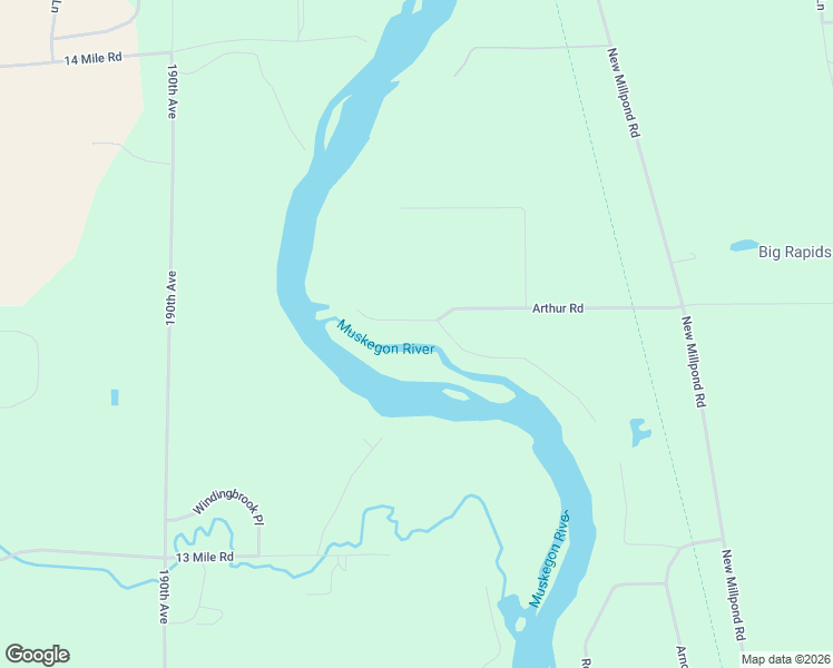 map of restaurants, bars, coffee shops, grocery stores, and more near 13445 Symonds Drive in Big Rapids