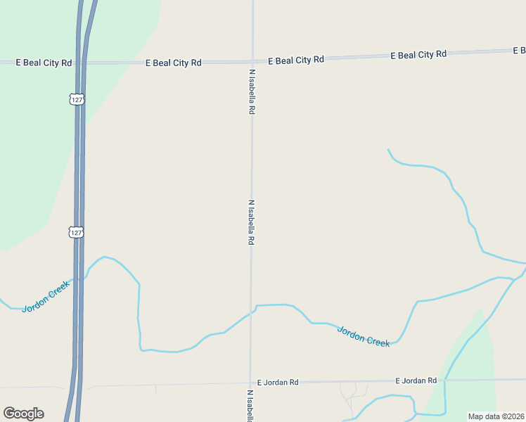 map of restaurants, bars, coffee shops, grocery stores, and more near 1400 North Isabella Road in Mount Pleasant