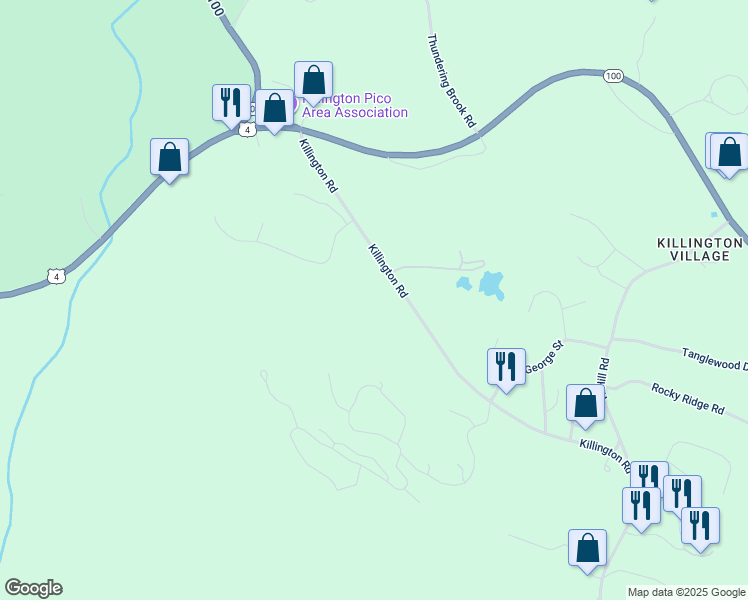 map of restaurants, bars, coffee shops, grocery stores, and more near 354 Killington Road in Killington