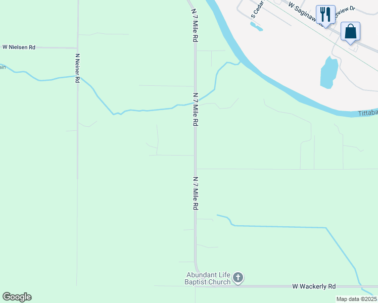 map of restaurants, bars, coffee shops, grocery stores, and more near 1758-1838 North 7 Mile Road in Sanford