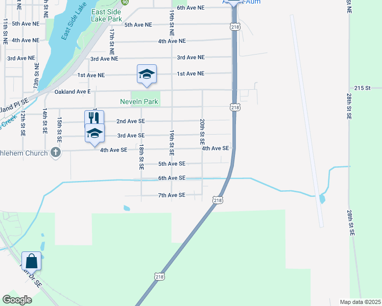 map of restaurants, bars, coffee shops, grocery stores, and more near 2013 4th Avenue Southeast in Austin