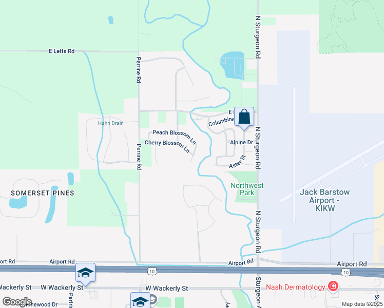 map of restaurants, bars, coffee shops, grocery stores, and more near 3715 Cherry Blossom Lane in Midland