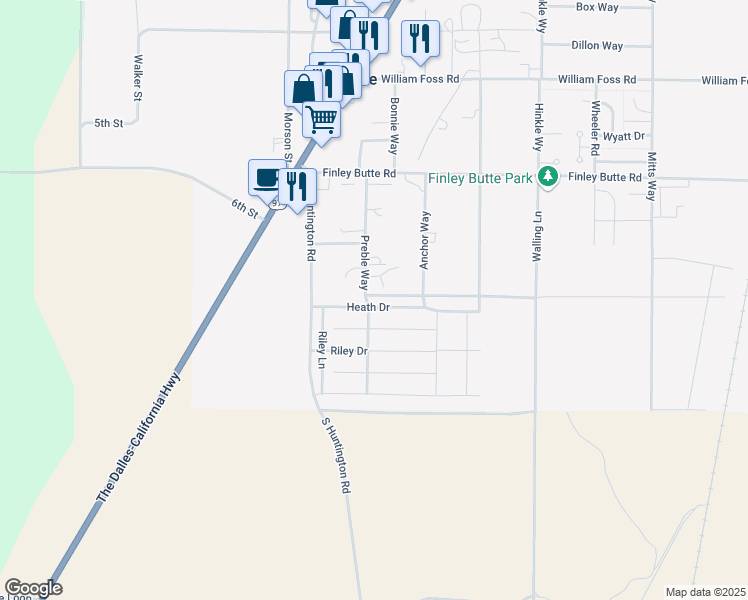 map of restaurants, bars, coffee shops, grocery stores, and more near 16452 Heath Drive in La Pine