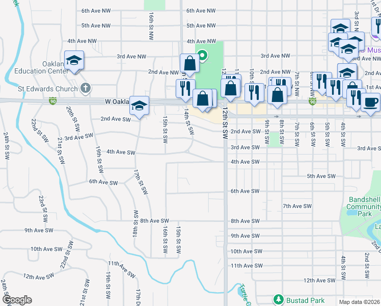 map of restaurants, bars, coffee shops, grocery stores, and more near 1412 4th Avenue Southwest in Austin