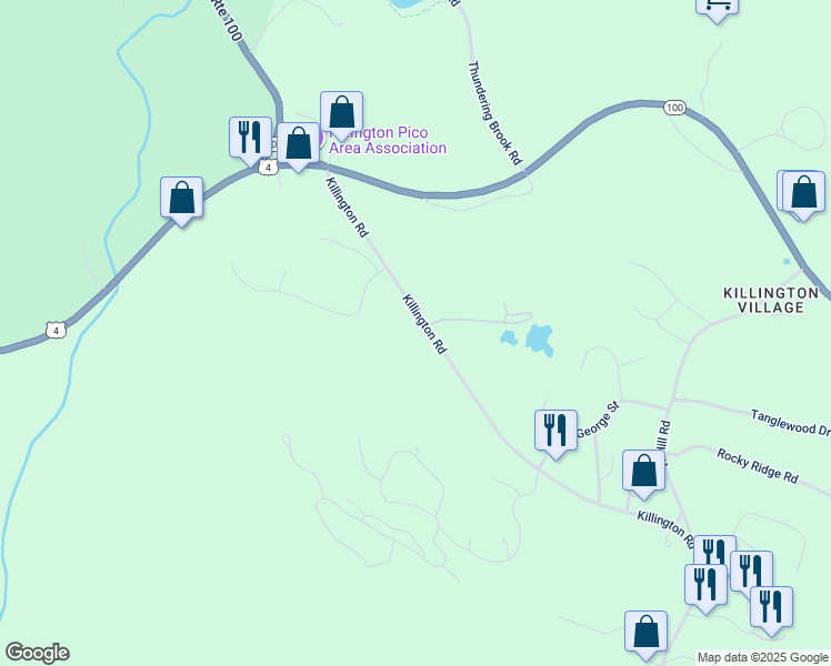 map of restaurants, bars, coffee shops, grocery stores, and more near 354 Killington Road in Killington