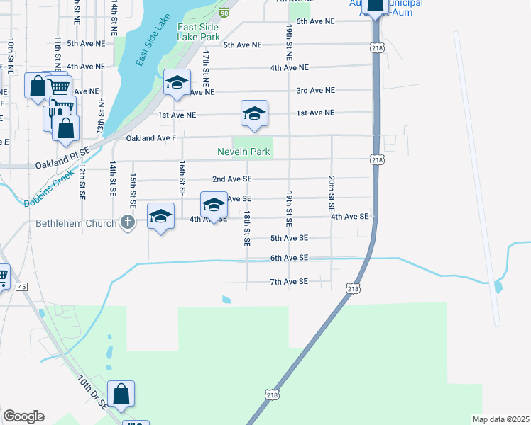 map of restaurants, bars, coffee shops, grocery stores, and more near 1909 4th Avenue Southeast in Austin