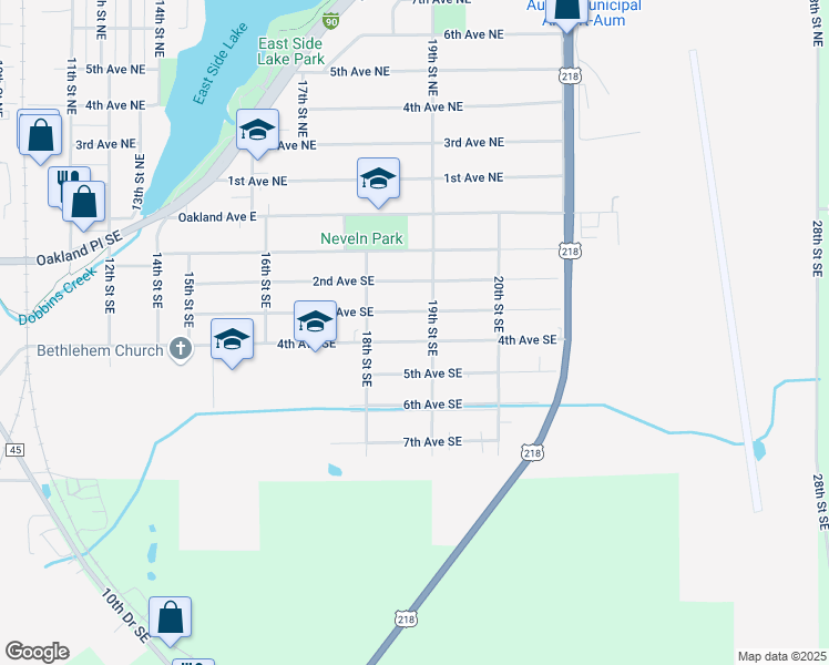 map of restaurants, bars, coffee shops, grocery stores, and more near 1909 4th Avenue Southeast in Austin