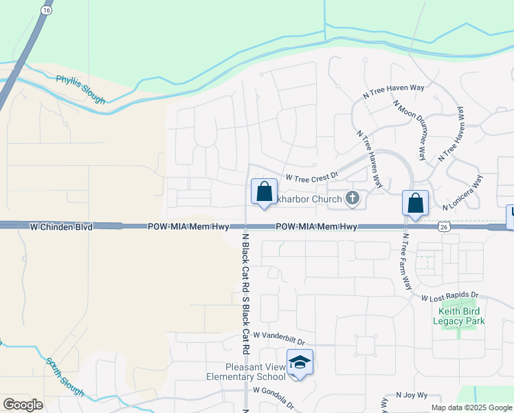 map of restaurants, bars, coffee shops, grocery stores, and more near 4740 West Chinden Boulevard in Meridian