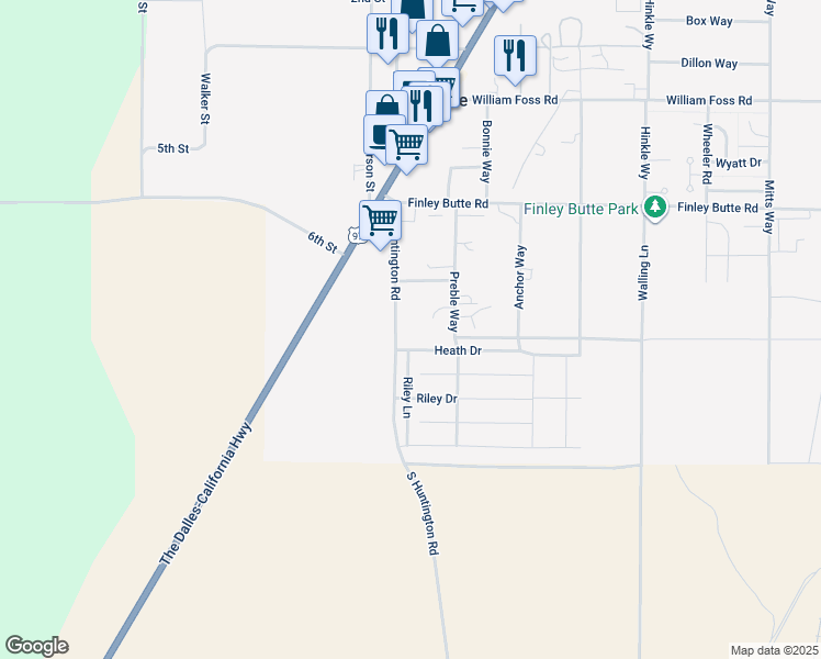 map of restaurants, bars, coffee shops, grocery stores, and more near 16418 Heath Drive in La Pine