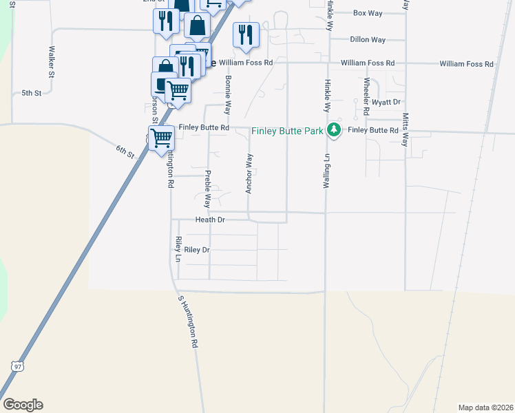 map of restaurants, bars, coffee shops, grocery stores, and more near 51310 Anchor Way in La Pine