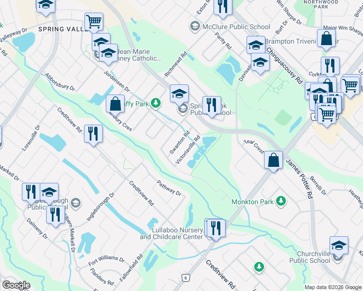 map of restaurants, bars, coffee shops, grocery stores, and more near in Brampton