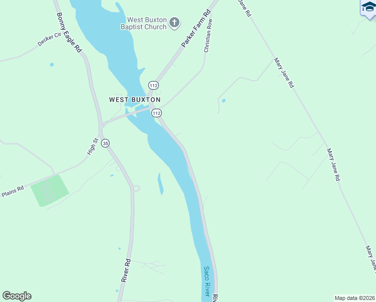 map of restaurants, bars, coffee shops, grocery stores, and more near 72 River Road in Buxton