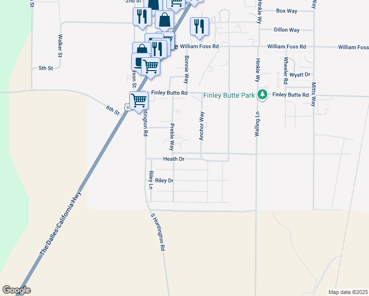 map of restaurants, bars, coffee shops, grocery stores, and more near 16480 Heath Drive in La Pine