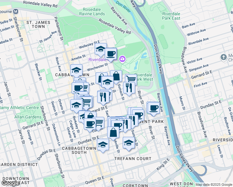 map of restaurants, bars, coffee shops, grocery stores, and more near 37 Nasmith Avenue in Toronto