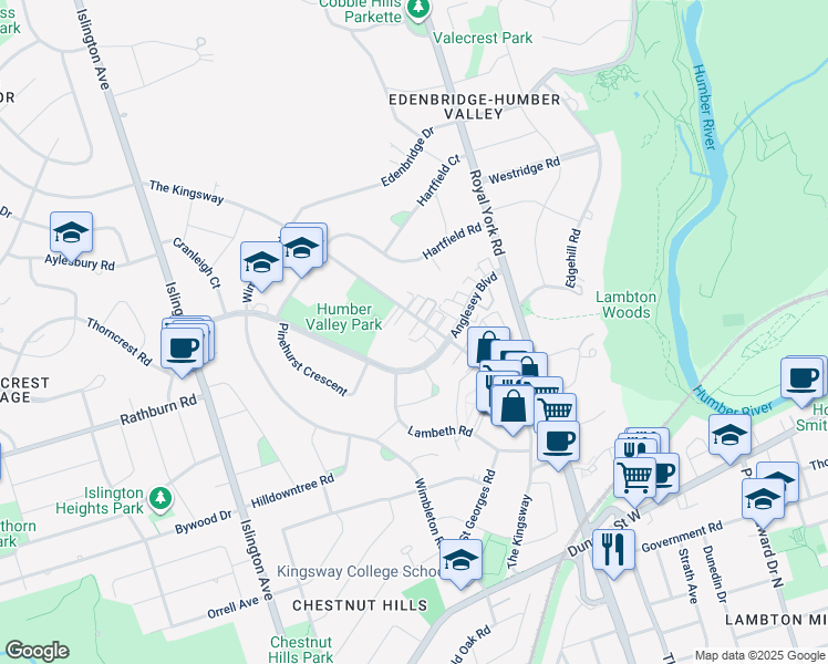 map of restaurants, bars, coffee shops, grocery stores, and more near in Toronto