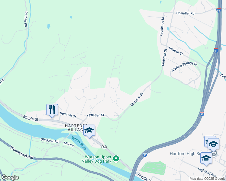 map of restaurants, bars, coffee shops, grocery stores, and more near 220 Truell Road in Hartford