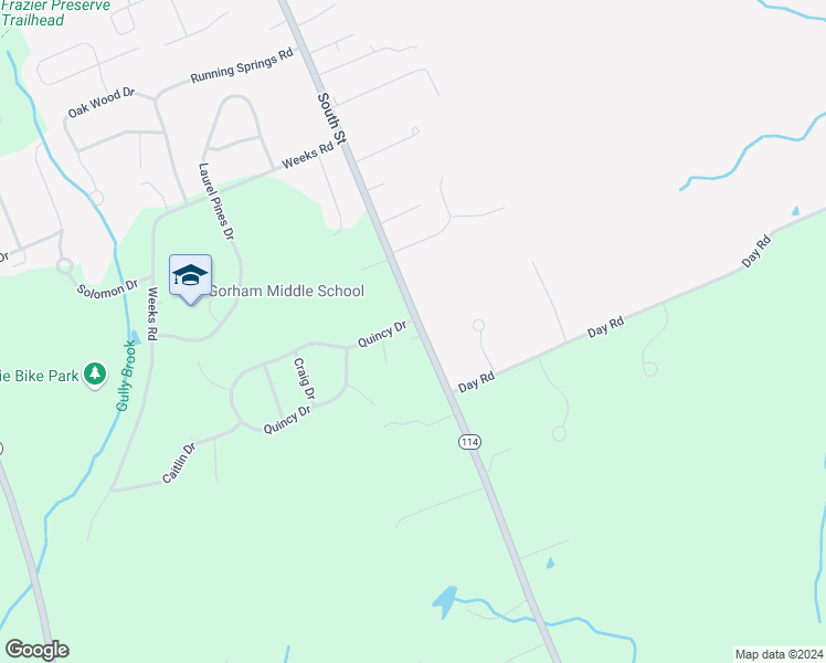 map of restaurants, bars, coffee shops, grocery stores, and more near 273 South Street in Gorham