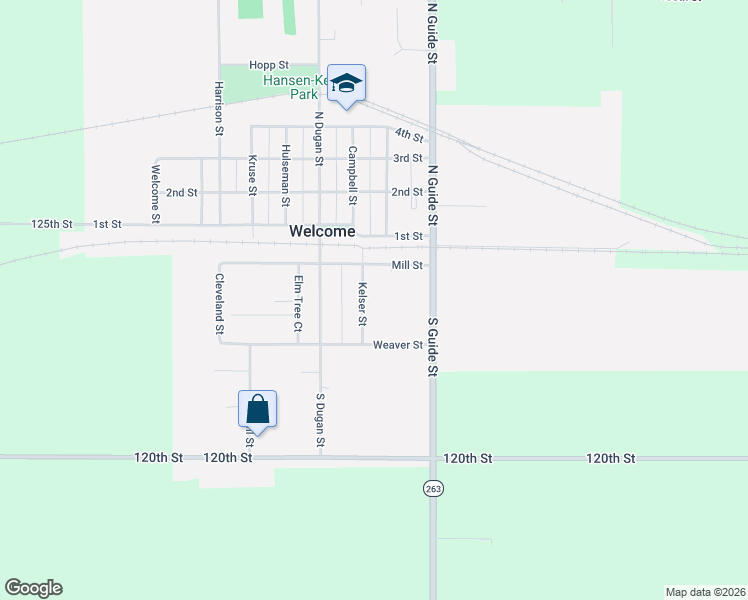 map of restaurants, bars, coffee shops, grocery stores, and more near 205 Kelser Street in Welcome