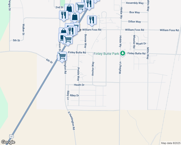 map of restaurants, bars, coffee shops, grocery stores, and more near 16488 Carter Court in La Pine