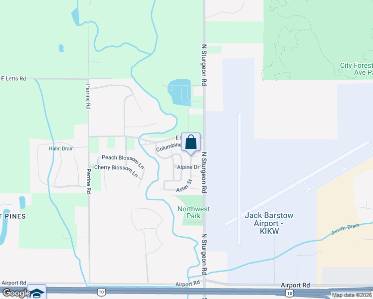 map of restaurants, bars, coffee shops, grocery stores, and more near 3409 Columbine Street in Midland
