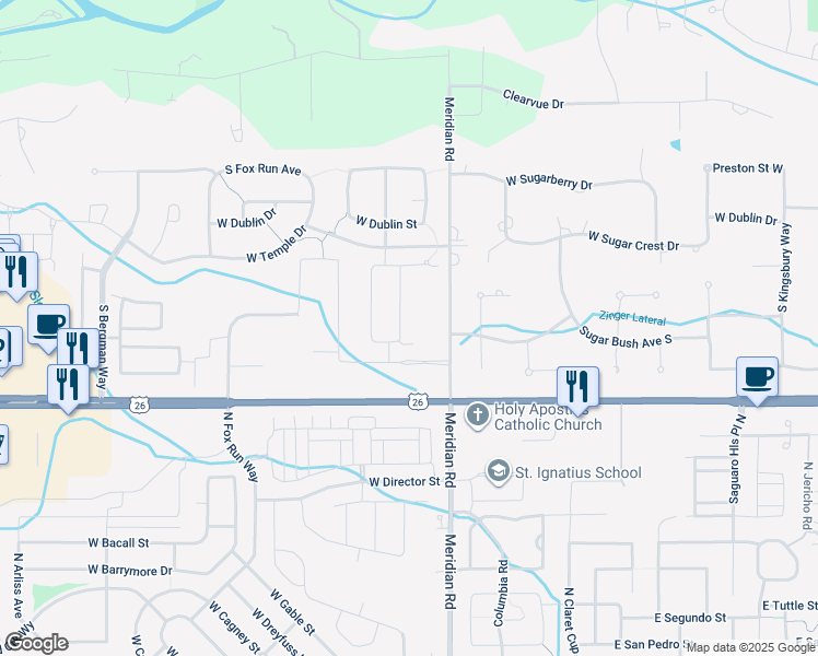 map of restaurants, bars, coffee shops, grocery stores, and more near 3320 South Wallberg Avenue in Eagle