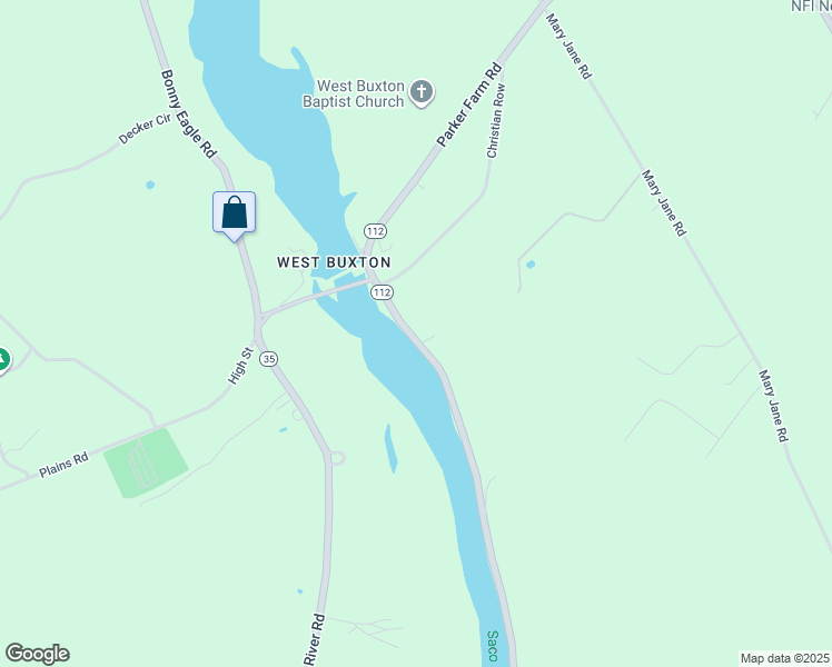 map of restaurants, bars, coffee shops, grocery stores, and more near 40 River Road in Buxton