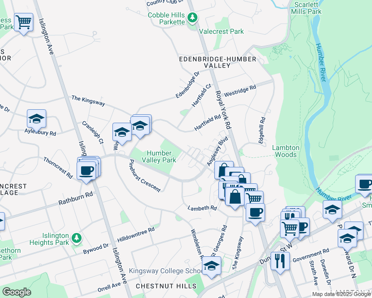 map of restaurants, bars, coffee shops, grocery stores, and more near in Toronto