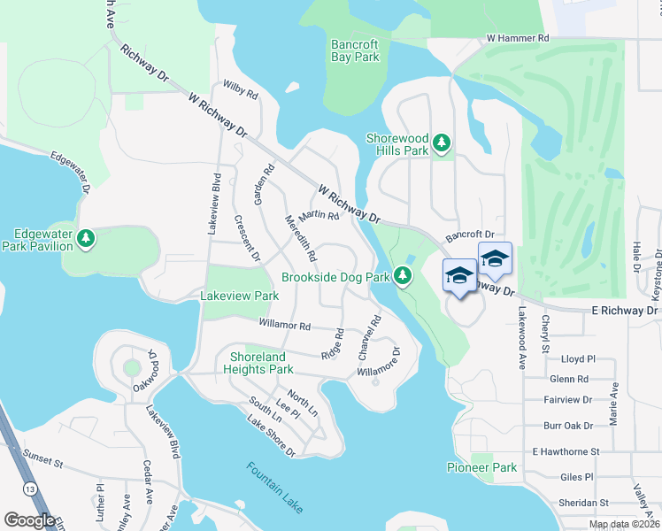 map of restaurants, bars, coffee shops, grocery stores, and more near 404 Ridge Circle in Albert Lea