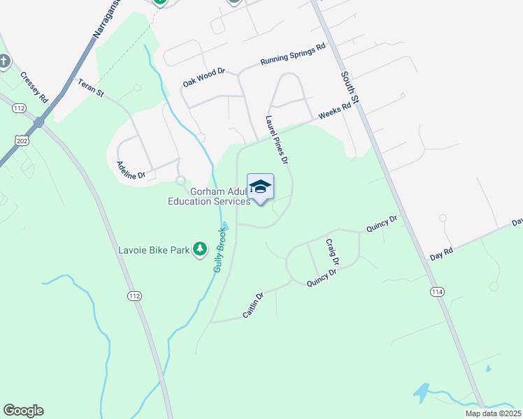 map of restaurants, bars, coffee shops, grocery stores, and more near 106 Weeks Road in Gorham