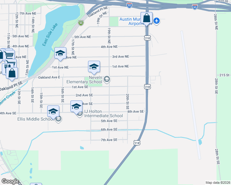map of restaurants, bars, coffee shops, grocery stores, and more near 2007 2nd Avenue Southeast in Austin
