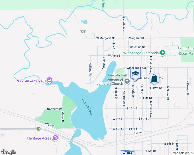 map of restaurants, bars, coffee shops, grocery stores, and more near 1204 Lucia Ave in Fairmont