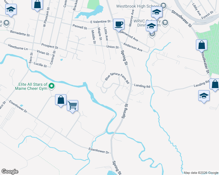 map of restaurants, bars, coffee shops, grocery stores, and more near 46 Jacqueline Way in Westbrook
