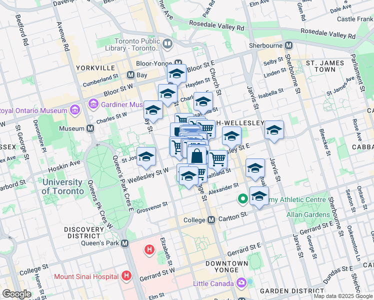 map of restaurants, bars, coffee shops, grocery stores, and more near in Toronto