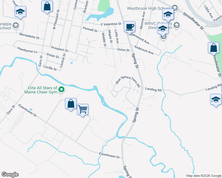 map of restaurants, bars, coffee shops, grocery stores, and more near 12 Island View Drive in Westbrook