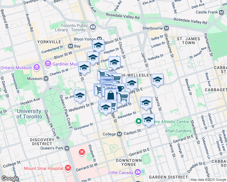 map of restaurants, bars, coffee shops, grocery stores, and more near in Toronto