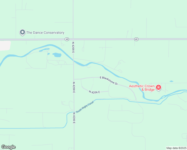 map of restaurants, bars, coffee shops, grocery stores, and more near 4217 East 265 North in Rigby