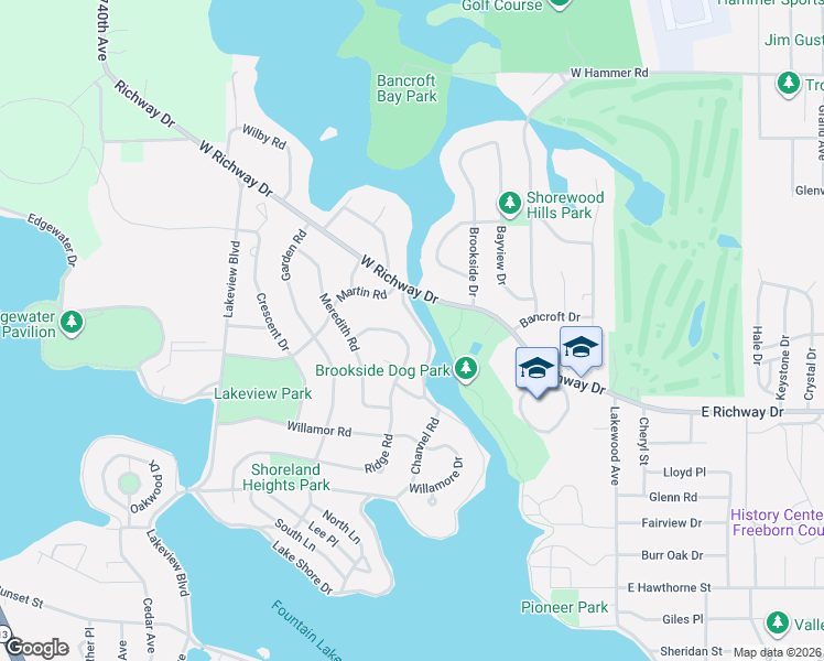 map of restaurants, bars, coffee shops, grocery stores, and more near 1001 Martin Road in Albert Lea