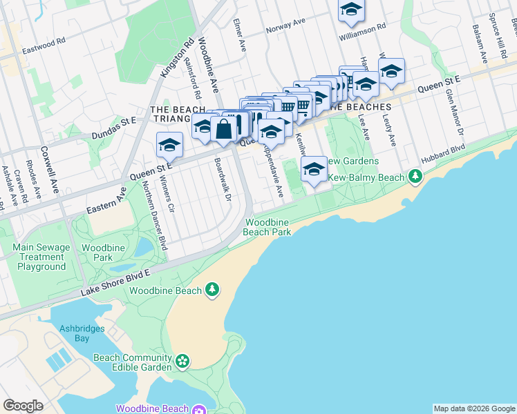 map of restaurants, bars, coffee shops, grocery stores, and more near in Toronto