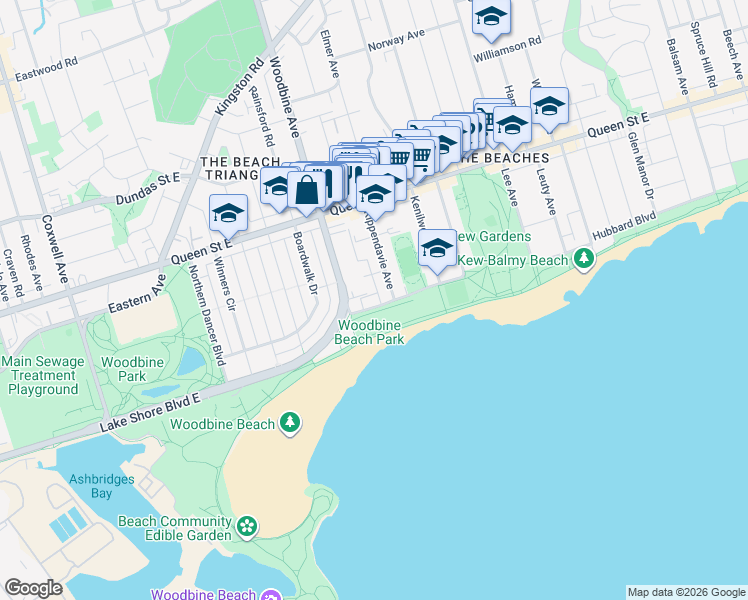 map of restaurants, bars, coffee shops, grocery stores, and more near in Toronto