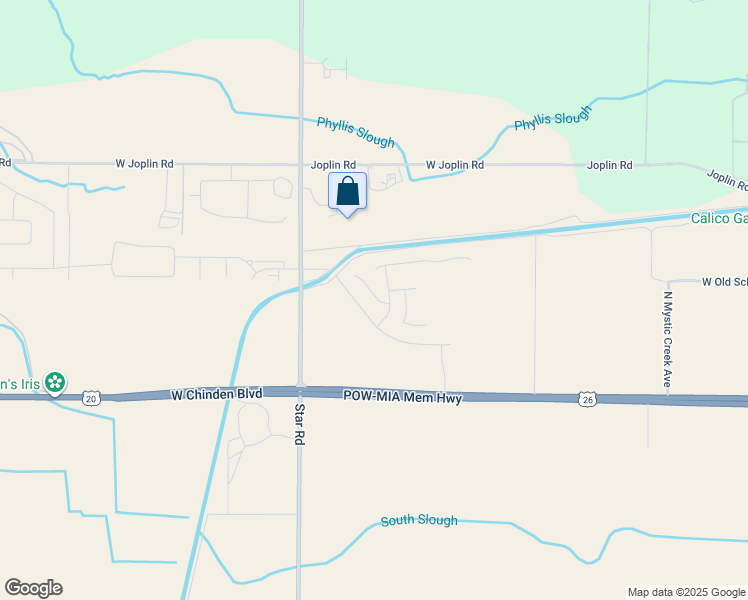 map of restaurants, bars, coffee shops, grocery stores, and more near 7100 Star Road in Meridian