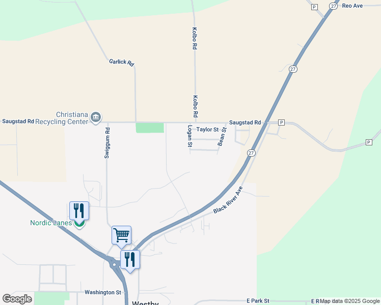 map of restaurants, bars, coffee shops, grocery stores, and more near 6 Logan Street in Westby