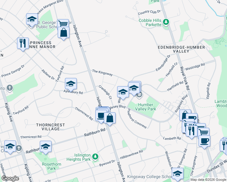 map of restaurants, bars, coffee shops, grocery stores, and more near in Toronto