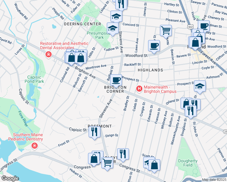 map of restaurants, bars, coffee shops, grocery stores, and more near in Portland