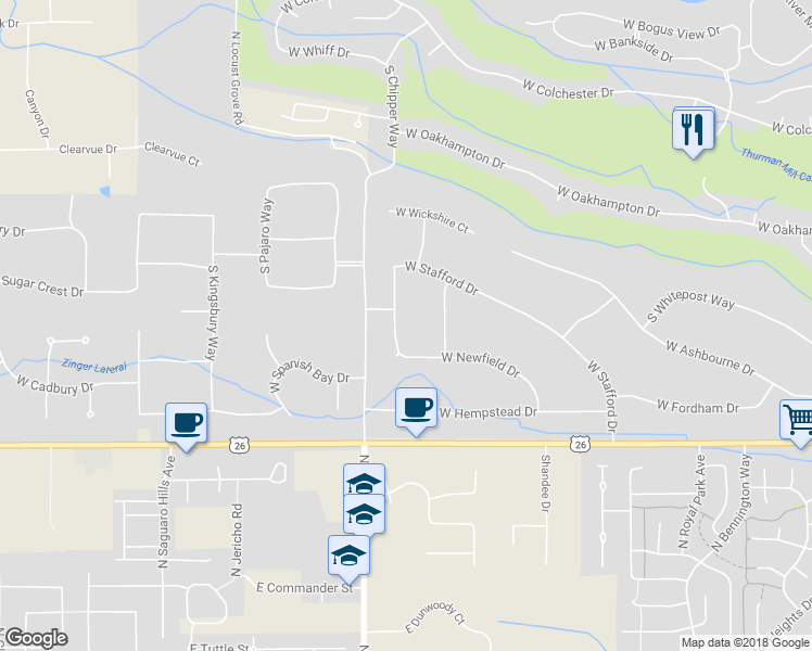 map of restaurants, bars, coffee shops, grocery stores, and more near 3146 South Stonington Avenue in Eagle