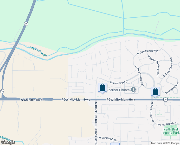 map of restaurants, bars, coffee shops, grocery stores, and more near 6745 North Black Cat Road in Meridian