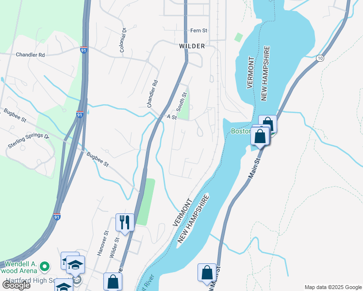 map of restaurants, bars, coffee shops, grocery stores, and more near 77 C Street in Hartford
