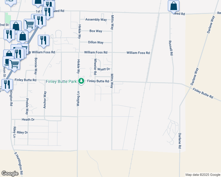 map of restaurants, bars, coffee shops, grocery stores, and more near 16695 Shaw Pine Court in La Pine