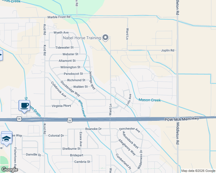 map of restaurants, bars, coffee shops, grocery stores, and more near 20239 Ward Lane in Caldwell